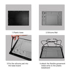 2-in-1 Helping Hands Soldering Kit, Helping Hands Soldering Station with Silicone Soldering Mat, 6 Flexible Metal Arms Third Hand Soldering Tool for Electronic Repair Soldering Assembly Jewelry Crafts