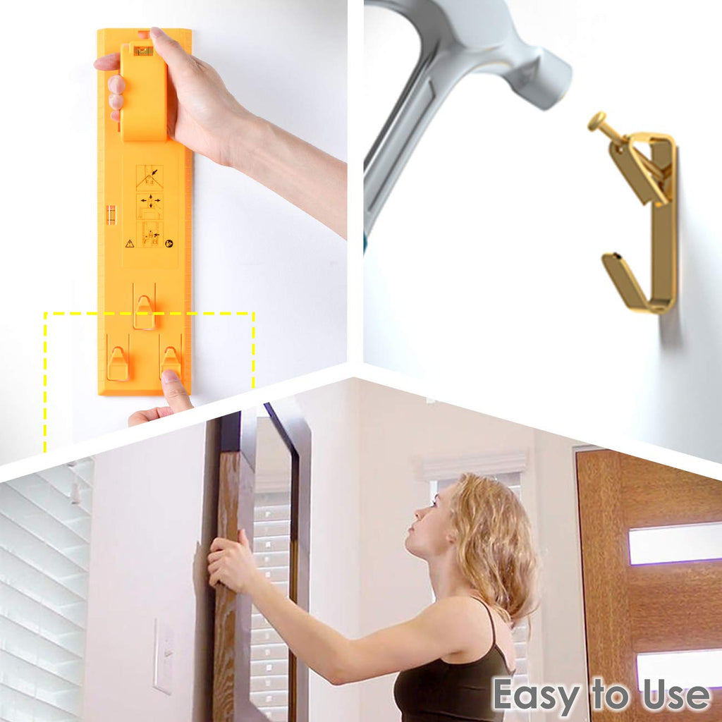 Pointool Picture Hanging Kit, 100lb 50lb 30lb Heavy Duty Drywall Plaster Wall Picture Hangers Kit, Picture Hanging Hooks, Picture Hooks, Picture Hanging Hardware Painting Frame Hooks Hanger, 160 PCS