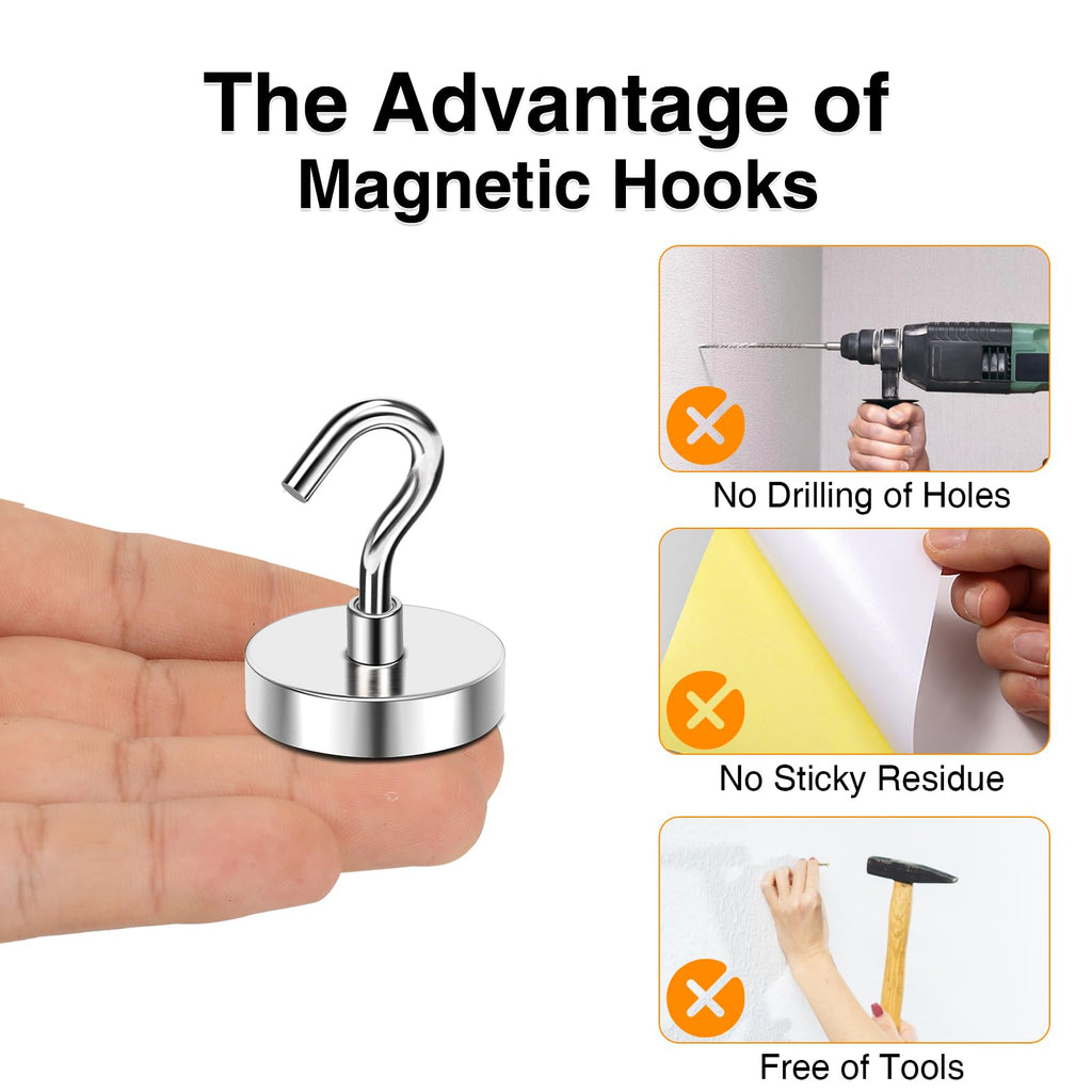 MIKEDE Magnetic Hooks 85Lbs Strong Neodymium Magnets with Hooks for Cruise