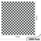 EcoDispose 12 x 12 Inches Grease Proof Deli Paper Precut Sheets for Deli Food, BBQ, Picnic, Party (1000 Pcs, Black&White Checker)