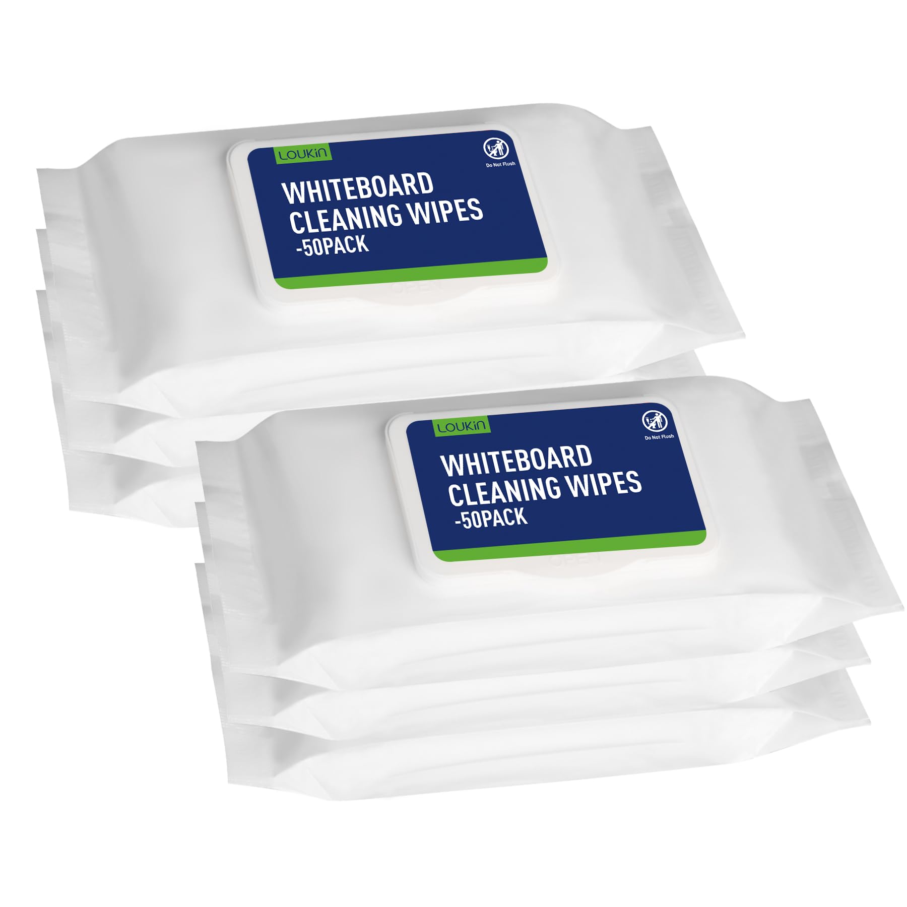loukin Dry Erase Wipes, Whiteboard Cleaning Wipes, Non-Toxic Cleaning Wipes for Whiteboard, 6 Pack, 50 Wipes Per Pack