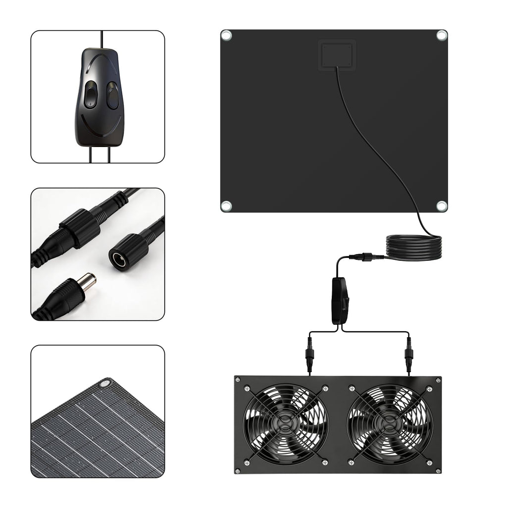 FlexSolar 12W Solar Panel Powered Fan Kit