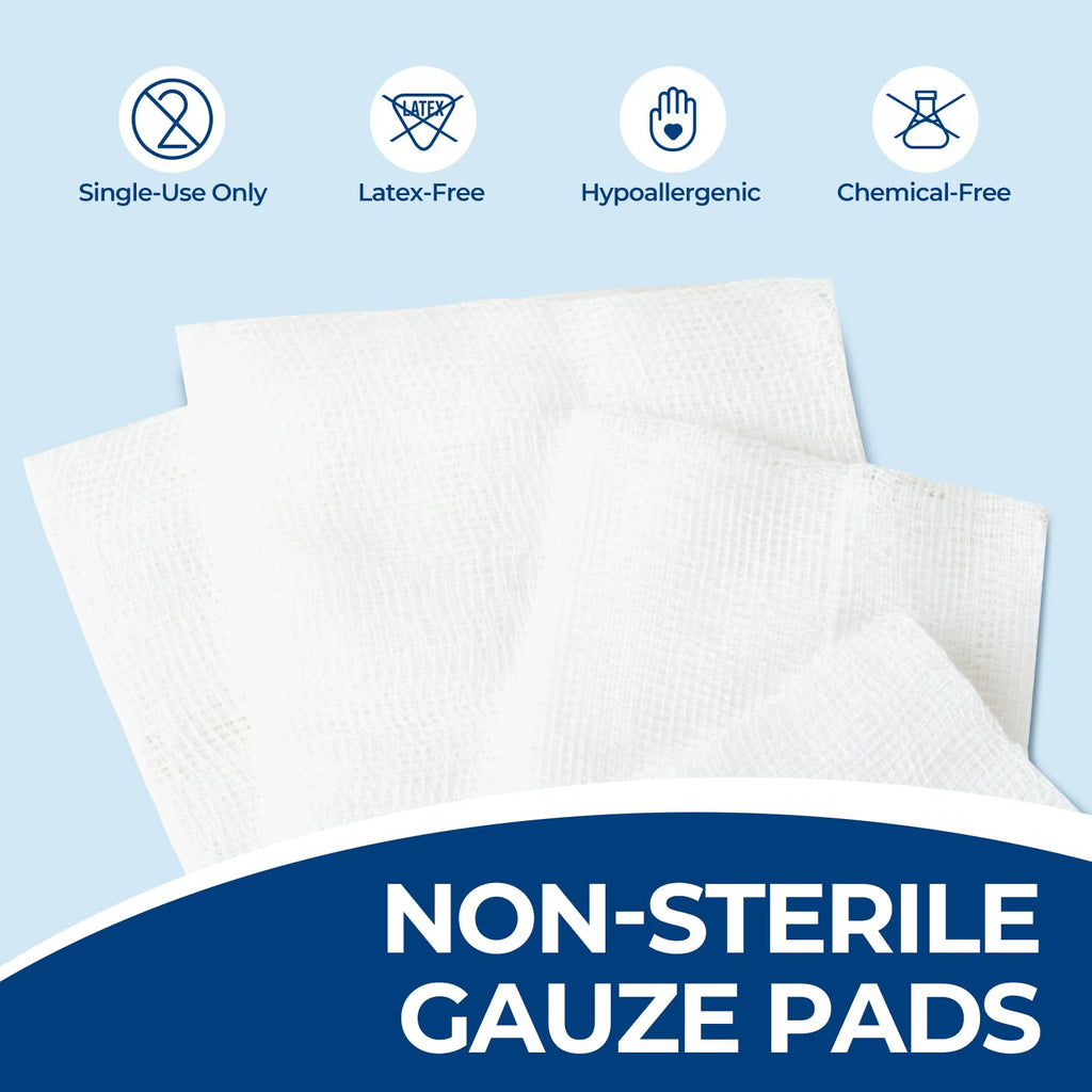 Kingstar 4x4 Inch Gauze Sponges 8-Ply, 2000 Count (10 Packs of 200)