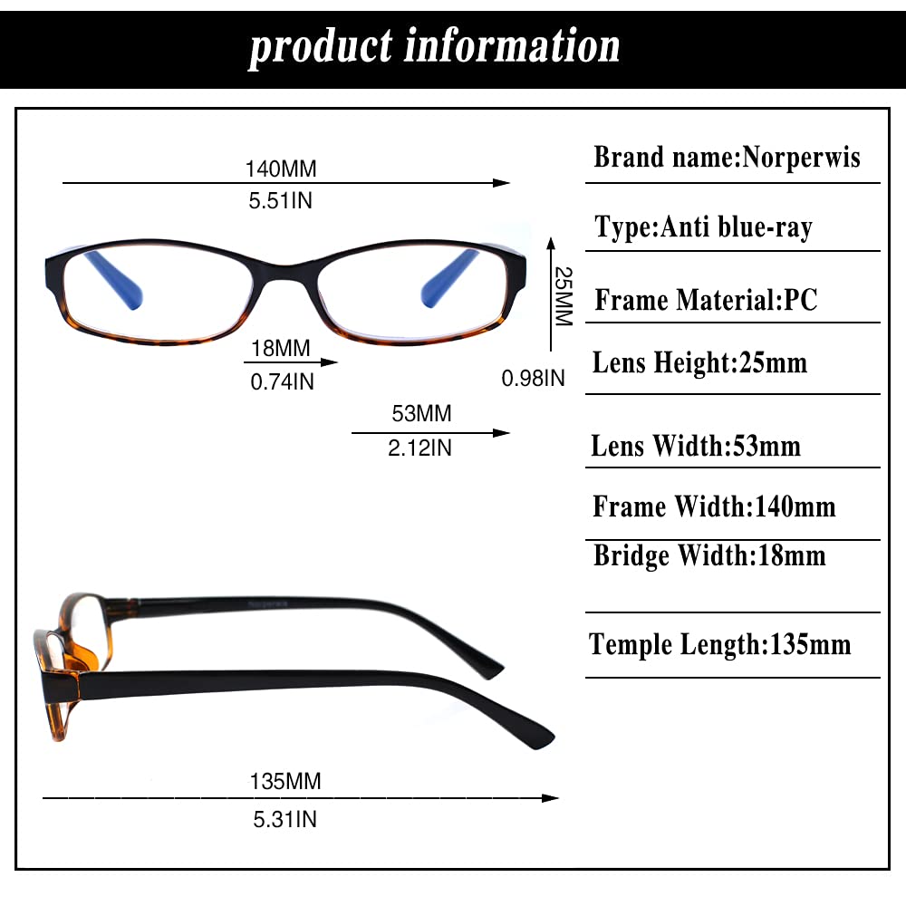 NORPERWIS 6 Pack Ladies Reading Glasses for Women Blue Light Blocking Spring Hinge Fashion Eyeglasses Readers for Women (Mix Color, 2.00)