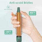 BANGMENG Mini Thermal Round Brush, 0.35 Inch Barrel Volume Heat Styling Brush for Men and Women Short Thin Curly Straight Hair, Heated Curling Iron,12 Temperature Setting (0.95 Inch with Bristles)