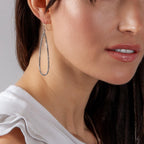 Silver Tone Long Earrings for Women, Large CZ Faux Diamond Teardrop Dangles