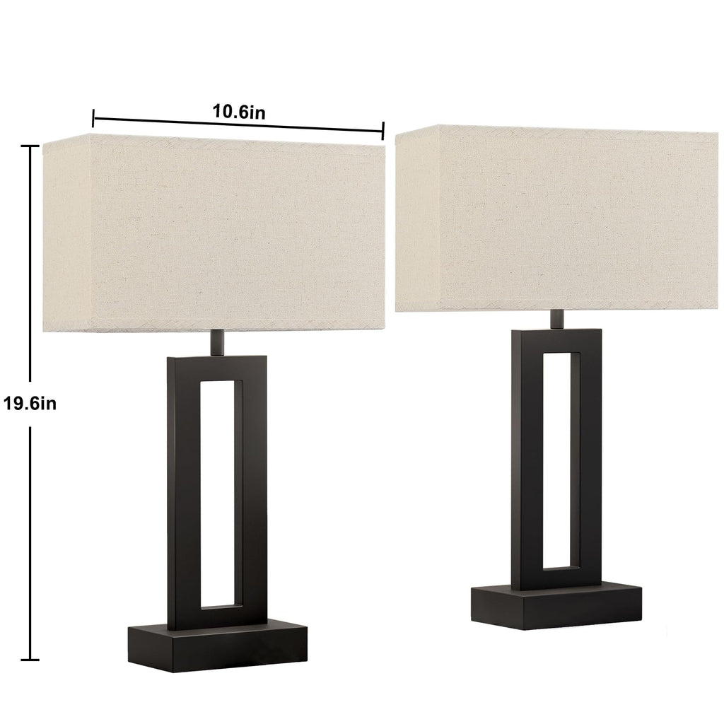 19.6" Touch Lamps for Nightstand, 3 Way Dimmable Bedroom Lamp, USB C+A