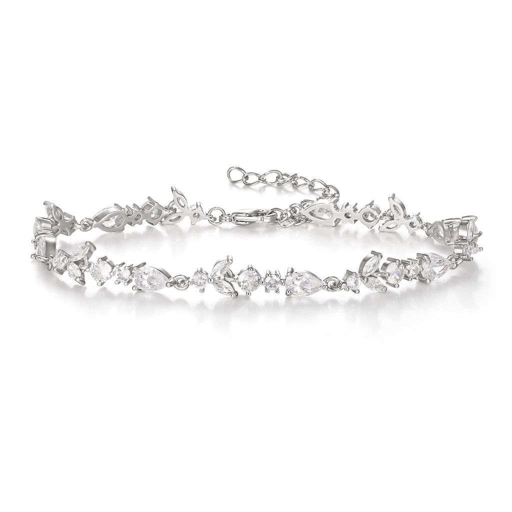 Crysdue Teardrop Marquise CZ Tennis Bracelets Wedding Bridal Jewelry Clear