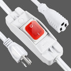 Outdoor Waterproof Extension Cord with Switch - 3 Prong, On/Off Switch with SJTW Extension Cord, Heavy Duty, 125v/250v (25 Ft, White)