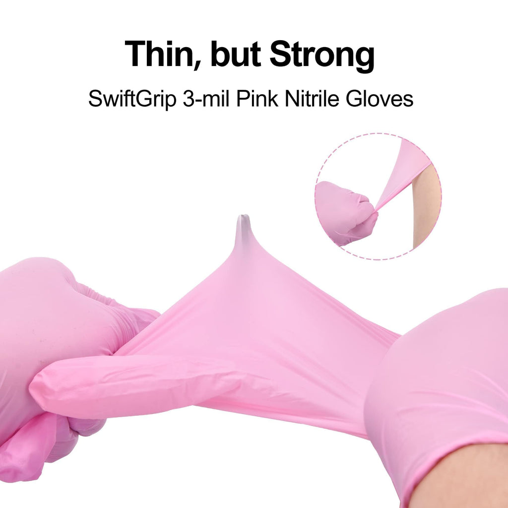 SwiftGrip Pink Disposable Gloves, X-Small, Disposable, Latex-Free, Food-Safe, Powder-Free, 1000-ct Case