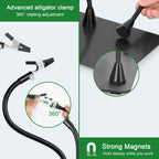 Magnifying Glass with Light and Stand, Flexible Magnetic Helping Hand, 5X&10X 12V 108pcs LED Beads Magnifying Lamp, 3 Modes Adjustable Swivel Gooseneck Arms & Heavy Duty Base Plate