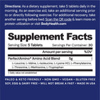BodyHealth PerfectAmino Tablets (150ct Plus 30ct Travel Bottle), Essential Amino Acid with BCAAs + Lysine, Phenylalanine, Threonine, Methionine, Tryptophan, Supplement for Recovery & Strength