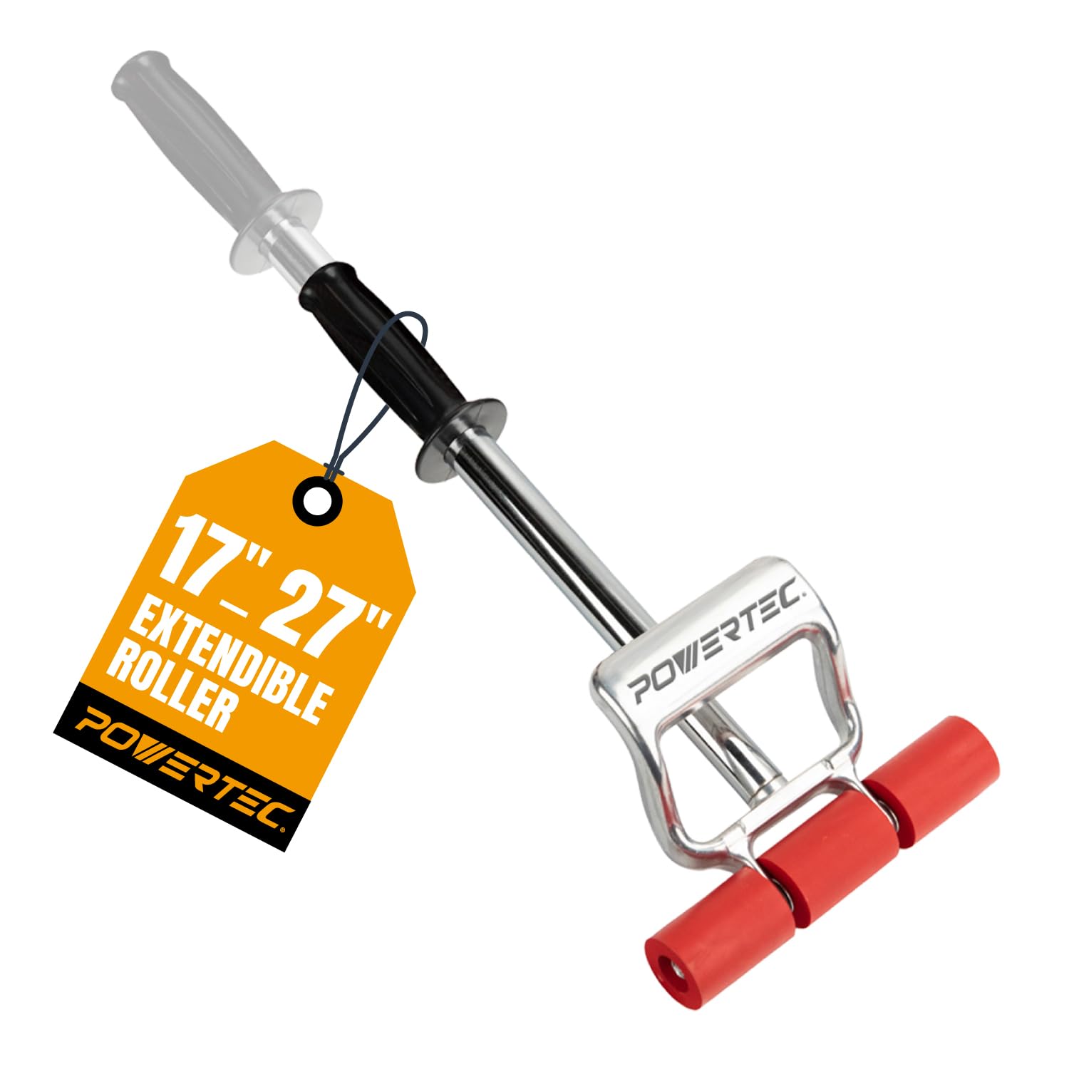POWERTEC Extendable Floor and Wall Roller for Vinyl Flooring, Tile & Linoleum Roller with Extendable 17" to 27" Handle, 7.5" Wide for LVP, Veneer, Carpet, Wall Coverings, 1PK (71033V)