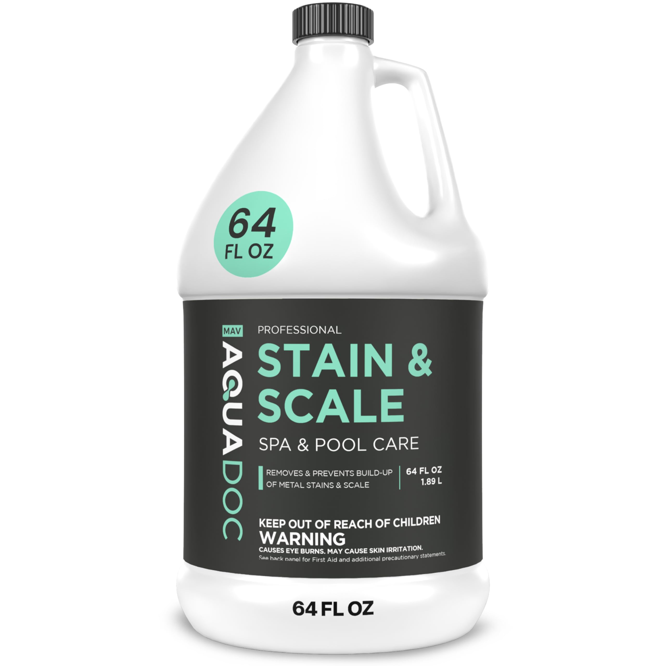 AquaDoc Pool & Spa Stain and Scale Control for Hot Tubs - 64oz - Pool Stain Remover That Helps Prevent & Remove Calcium, Iron, Copper & Rust Buildup - Made in USA