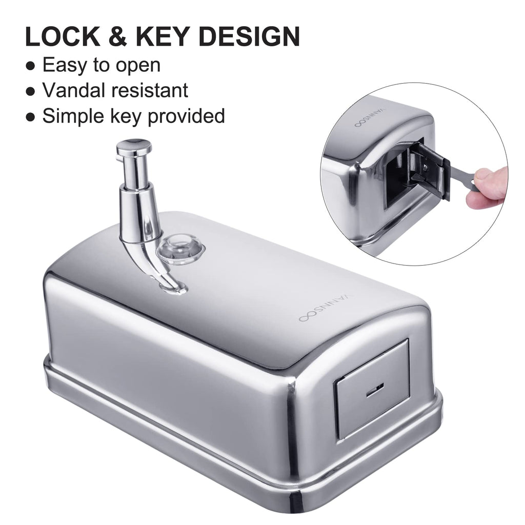VANNSOO Commercial Soap Dispenser Wall Mount Stainless Steel, 37 fl.oz.