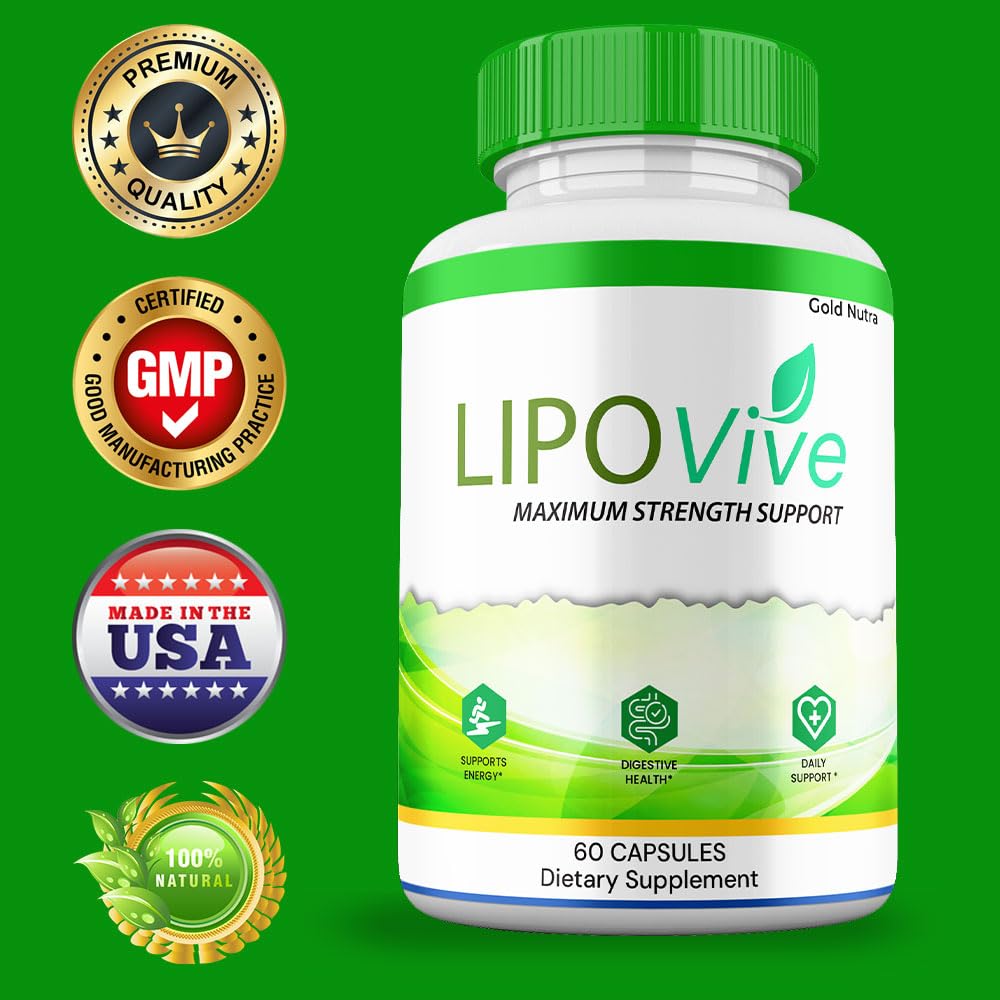 LipoVive Capsules, Maximum Strength Advanced Formula, Lipo Vive Pills Premium Supplement, All Natural Ingredients (5 Pack)