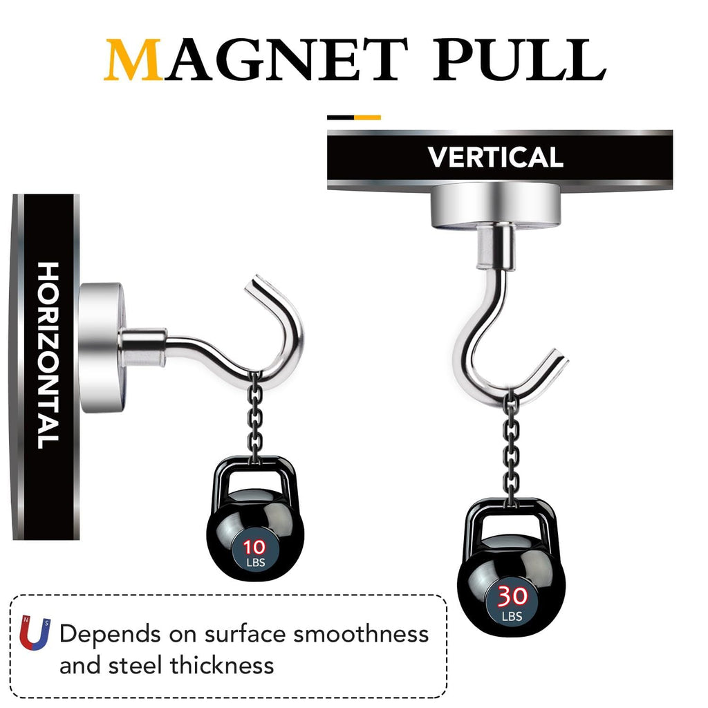 TRYMAG Magnetic Hooks for Cruise Cabins, 30LBS+, 36 Pack, Silver