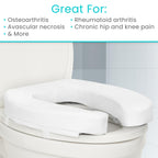 Vive Toilet Seat Riser Cushion for Seniors - Universal Fit - Raised Toilet Seat with High-Density Foam for Elongated & Standard - Firm Handle, Cushioned & Padded - Elevated Medical Handicap Lifter
