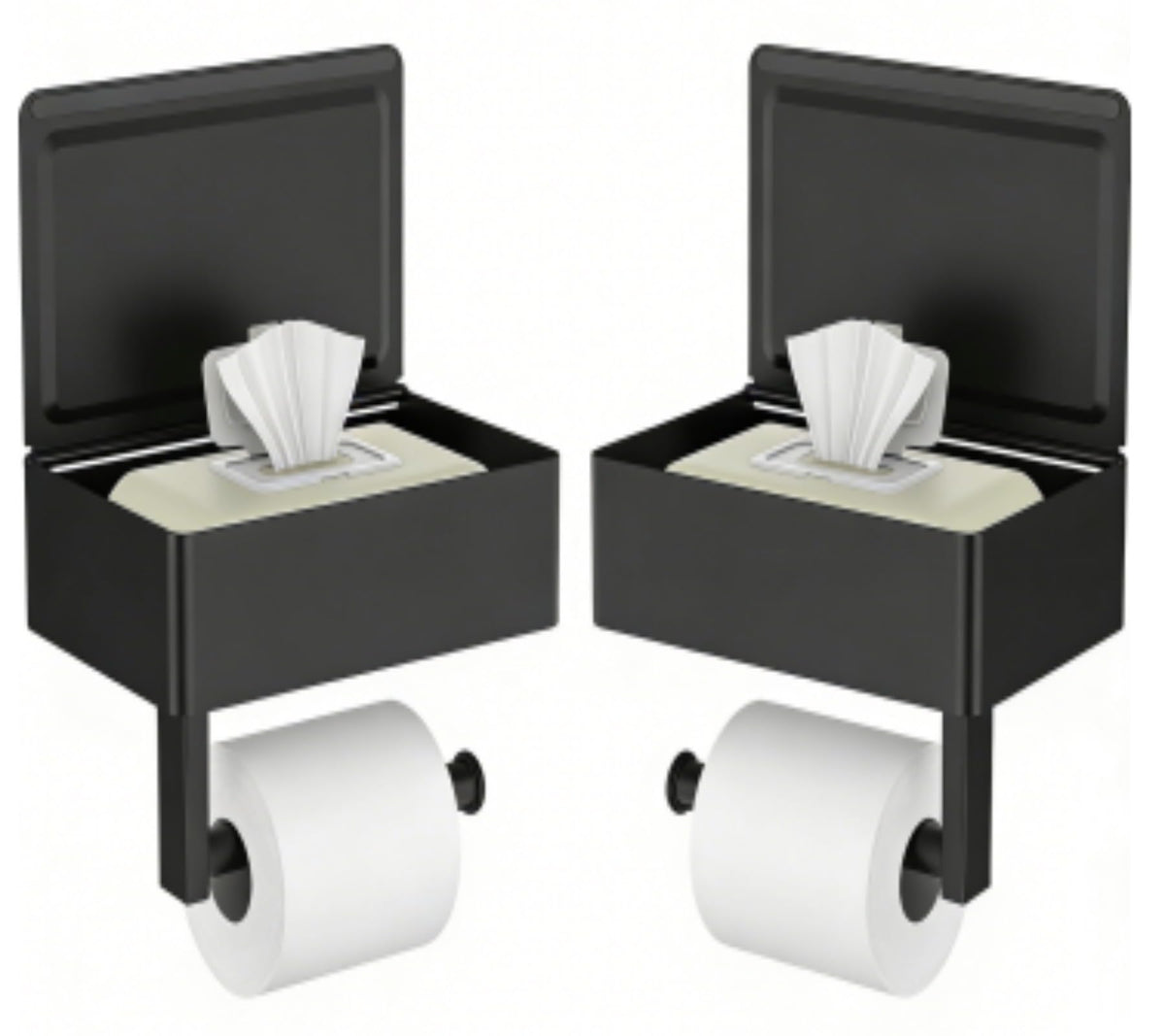 FORIOUS Toilet Paper Holder with Shelf, Wall-Mounted Modern Wipes Dispenser