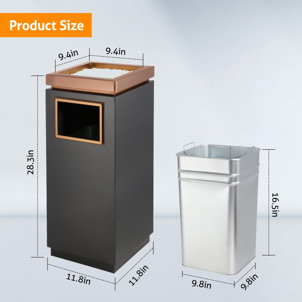 WICHEMI Commercial Outdoor 7 Gallon Trash Can with Lid Stainless Steel