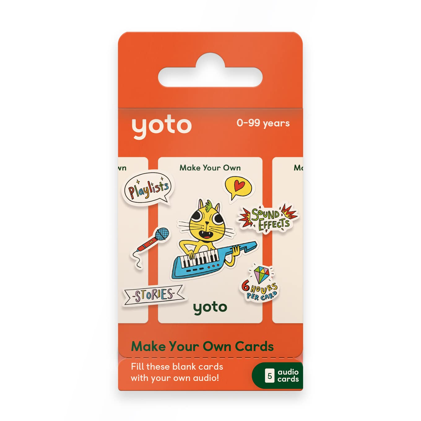 Yoto Make Your Own Cards – 5 Blank Audio Cards for Use with Player & Mini All-in-1 Audio Device, Record & Play Stories Music Radio Podcasts Birthday Messages & Fun Educational Learning Activities