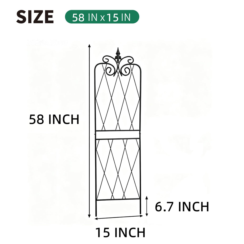 SCENDOR Garden Trellis for Climbing Plants 59inch x15inch Rustproof Metal Vine Trellises for Outdoor Climbing Plants Support Structures A (150cm) 2Pack