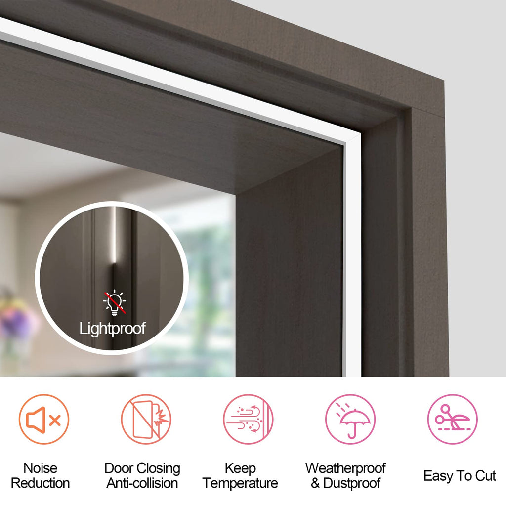 40FT Kerf V‑Shaped Weather Stripping Door Seal, Press‑in Seal for Pre‑Cut Slot Doors, Not Self‑Adhesive, Soundproof Draft Blocker for Exterior Front Doors, Fits Large Gaps, Easy DIY Install (White)
