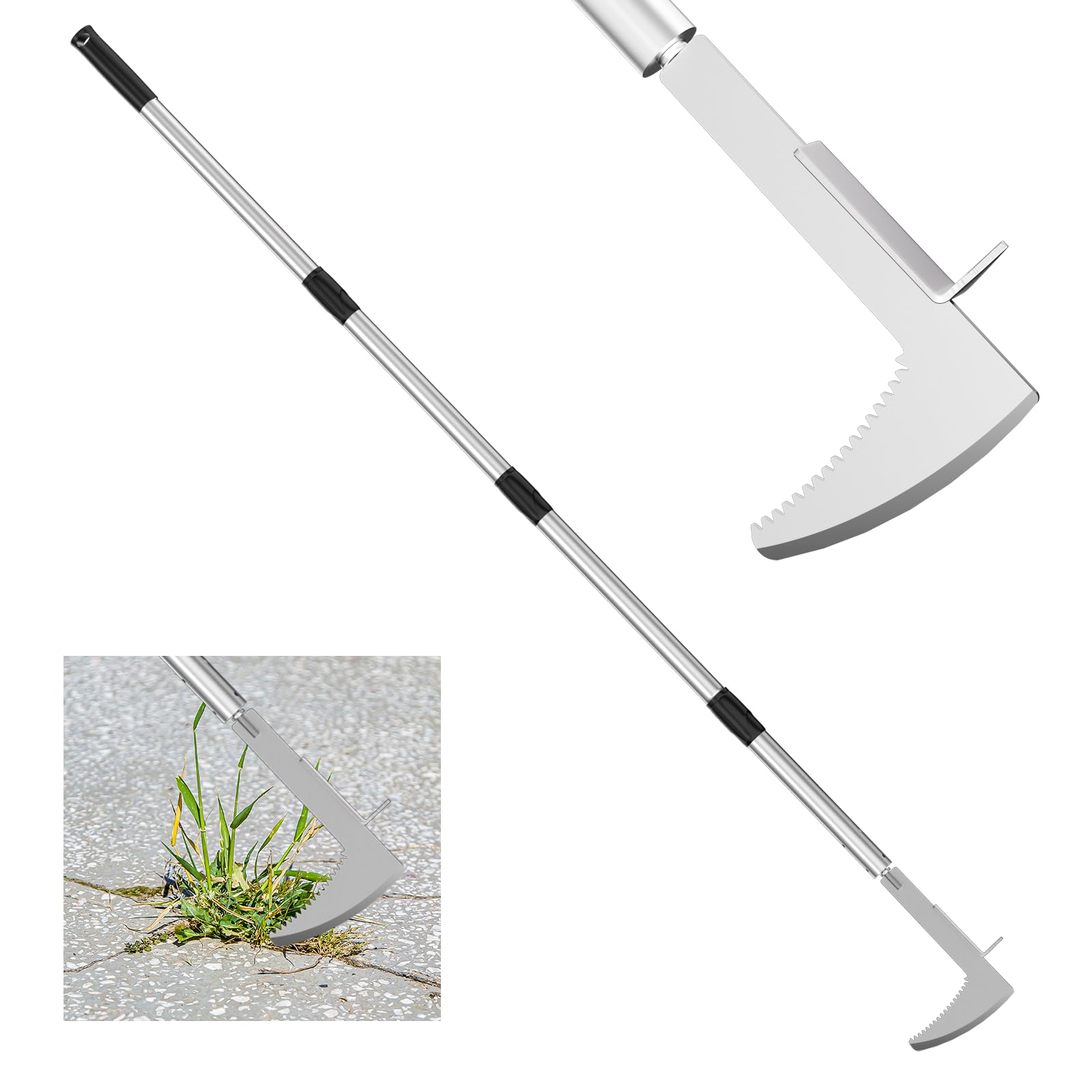 Crack Weeder Crevice Weeding Tool with 22'' to 64'' Adjustable Long Handle