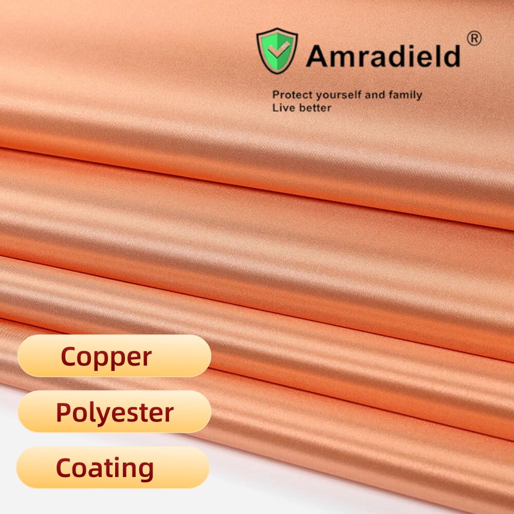 Amradield Pure Copper Faraday Fabric Cloth 39"x43" for WiFi Cell Bluetooth GPS Grounding Mobile Phone Copper Fabric Material Reduce Harmful Signals Protection Certified Healthy