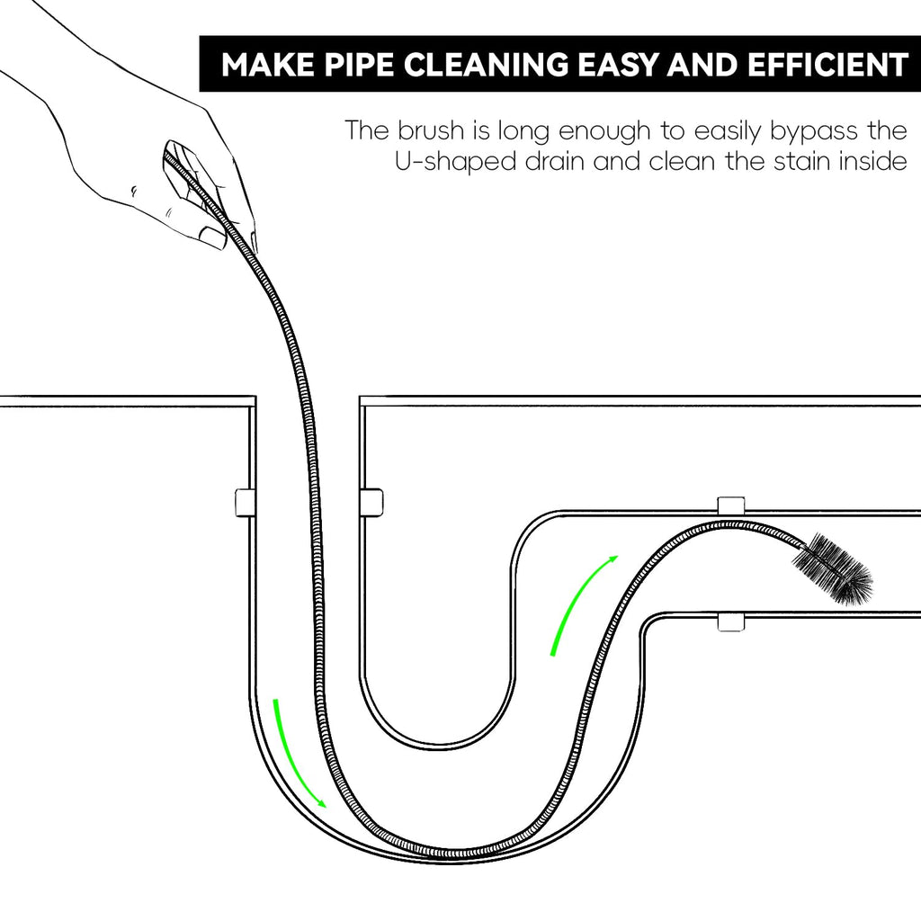 Bozenu Flexible Drain Brush, 66 Inch Long Double Ended Hose Pipe and 58 Inch Tube Cleaning Brush and 2 Pack 8 Inch Straw Cleaner Brush