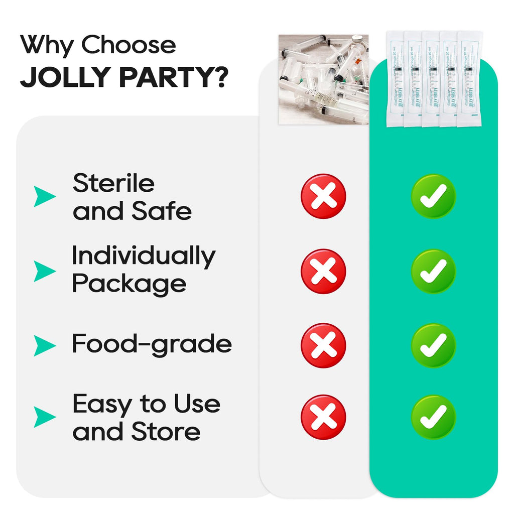 JOLLY PARTY 100 Pack 20mL Syringes, Plastic Syringes with Catheter Tip and Cap, Individually Sealed Feeding Syringe For Dogs, Measuring Syringe For Liquid, Scientific Labs, Refilling, Dispensing