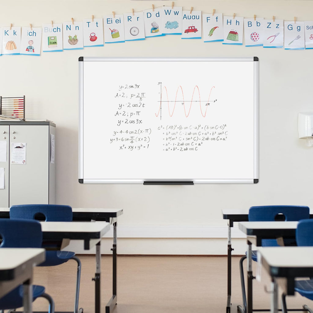 VIZ-PRO Magnetic Dry Erase Board, 36 X 24 Inches, Silver Aluminium Frame