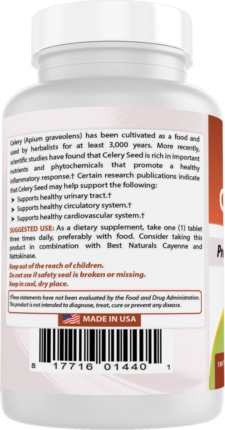 Best Naturals Celery Seed 600 mg 180 Tablets (180 Count (Pack of 3))