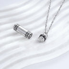 UrnAurn 2 Pieces Small Cylinder Cremation Urn Necklace for Ashes Stainless Steel Memorial Ash Pendant Keepsake Jewelry