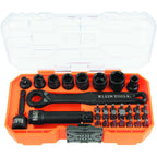 Klein Tools 65300 KNECT 32-Piece Pass Through Socket Set, SAE Impact Set with MODbox Case, 1/4-Inch Drive, Sockets, Bits and Accessories