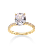 PAVOI 14K Yellow Gold Plated 3CT Cushion Cut Elongated CZ Engagement Ring