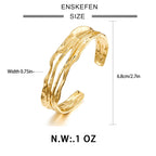 ENSKEFEN Gold Cuff Bracelets for Women Hammered Open Cuff Bangles Adjustable Gold Bracelets Irregular Bangle Bracelet