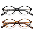 PUBOWT Oval Reading Glasses for Women Men Blue Light Blocking Computer Readers Retro Fashion Small Frame Trendy Vintage Vintage Eyewear PT2009 2Pack Black Demi +1.5 x Strength