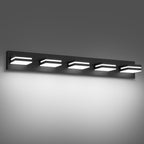 JZEKVN Modern LED Bathroom Lights Fixtures(5-Light),Metal Black Acrylic Wall Lighting,Vanity Lights for Bathroom Over Mirror(6000k 34in)