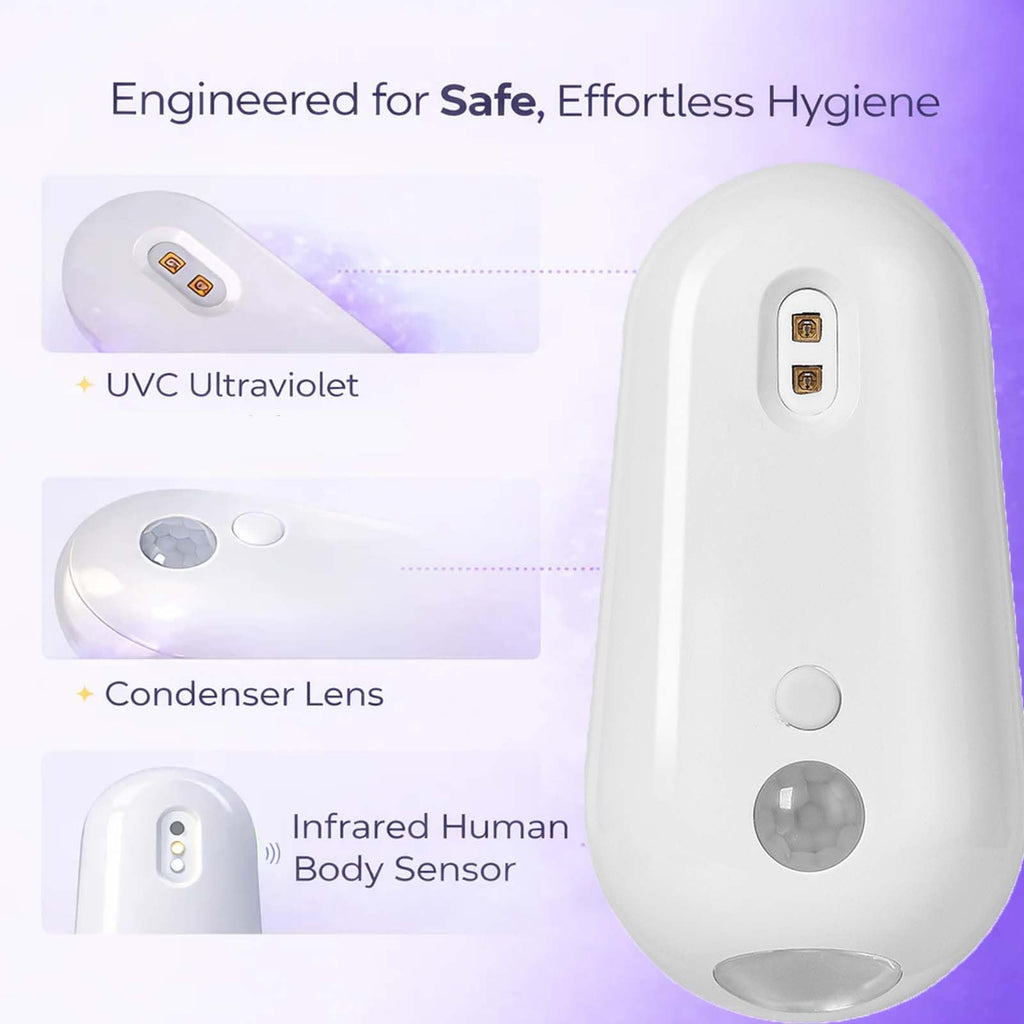 wantract Purivio Self Cleaning UV Toilet Sanitizer Light, Motion-Activated, Rechargeable, Night Light, Adhesive-Mounted for Shared Bathrooms, For Elderly & Pet (1pcs)