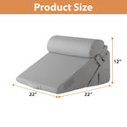 BIEEZZK 3PCS Wedge Pillow Set, Adjustable Wedge Pillow Headboard, Bed Wedge Pillows for Back Pain Relief, Sleeping, Post Surgery, Back Support Pillow for Bed Sitting Up, Snoring, GERD, Grey