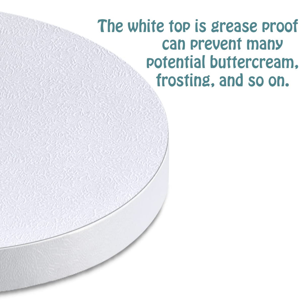 White Cake Drums Round 8 Inch Cake Boards with 1/2-Inch Thick Smooth Edges for Multi Tiered Birthday Wedding Party Cakes Drum Board