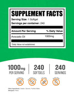 BulkSupplements.com Avocado Oil 1000mg Softgels - Avocado Oil Supplement, Avocado Oil Capsules, Avocado Oil Pills - Gluten Free & Soy Free, 1 Avocado Oil Softgel per Serving, 240 Softgels