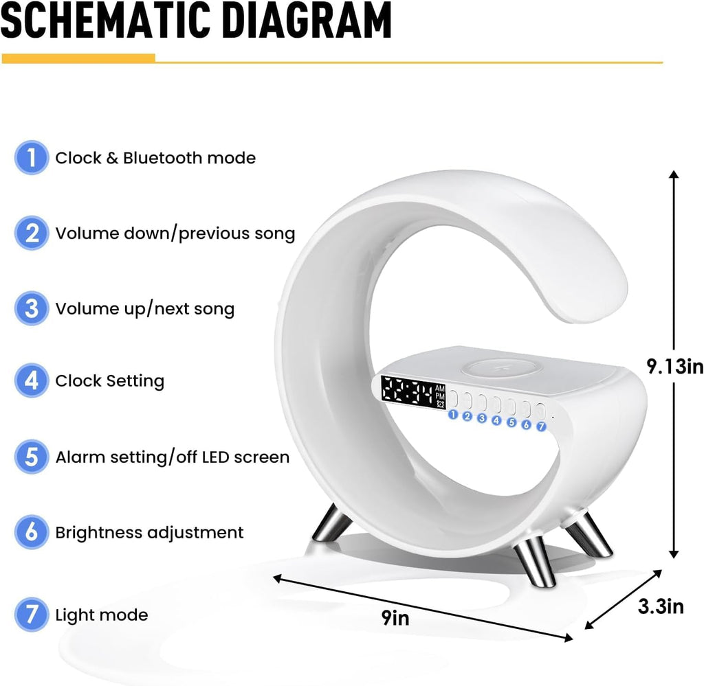 5 in 1 LED Table Lamp with Wireless Charging Bluetooth Speaker