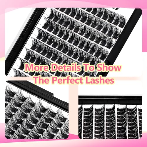 Large Tray,10-20mm to Choose DIY Eye Lashes Extensions 120 Cluster Wide Stem Eyelashes Soft and Lightweight Individual False Eyelashes Dramatic Look (8mm)