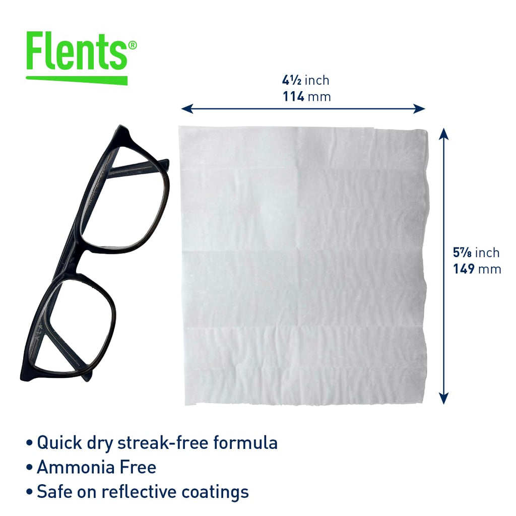 Flents Lens Wipes, Wipe 'N Clear Basic, 200 Count, Pre-Moistened, Streak-Free, Safe for Glasses, Sunglasses, Gentle Cleaning, Clear Vision, Streak-Free, Individually Wrapped for Travel & Convenience