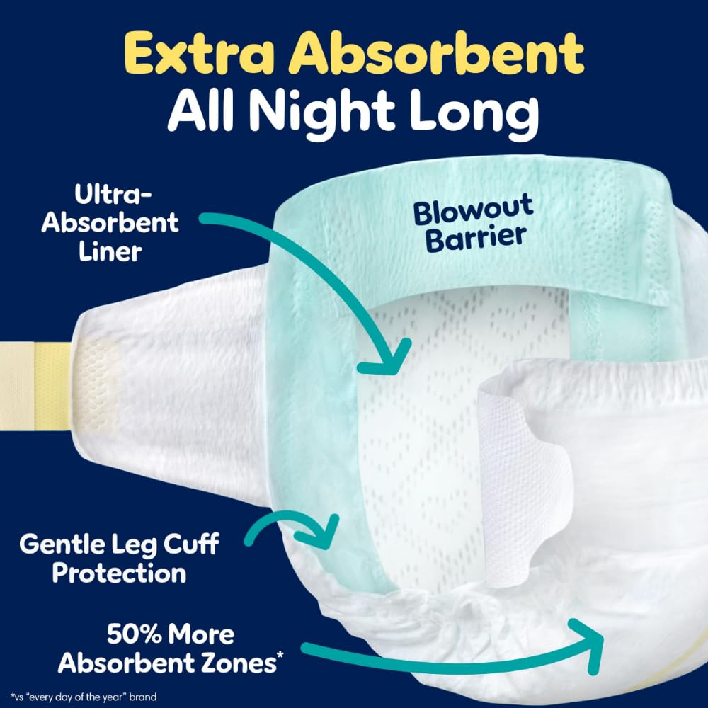 Pampers ZZZ Overnight Diapers, Size 5 (20-37 lbs), 88 Count, Nighttime Protection Disposable Baby Diaper