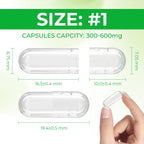Angtai JN Size 1 Empty Capsules Vegan Plant Based Clear (1,000 Count) Gluten Free, Non-GMO, Halal Certified Pill Caps Filling Kit with 2 Spoons for Vegetarian DIY Your Own Supplements