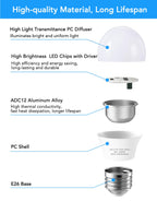 Refrigerator Light Bulb A15, 5W LED, 40W Equivalent, E26 120V, 5000K 6-Pack