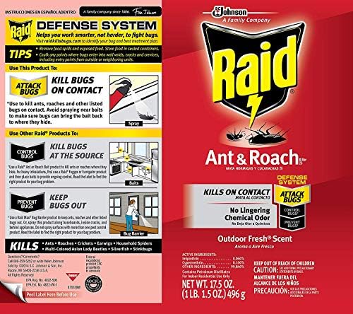 Raid Ant & Roach Killer Defense System, Outdoor Fresh Scent 17.5 Ounce (Pack of 12)